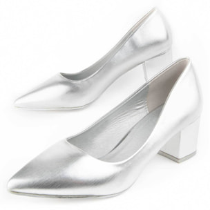 Zapato De Tacón - Plateado - Altura: 5 Cm
