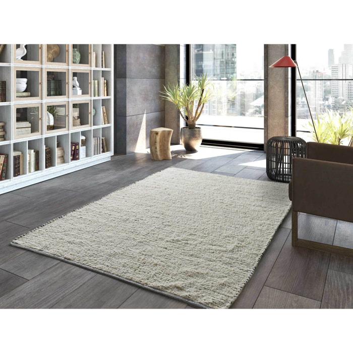 REIMAGINE Alfombra de algodÃ³n reciclado en blanco, varias medidas disponibles