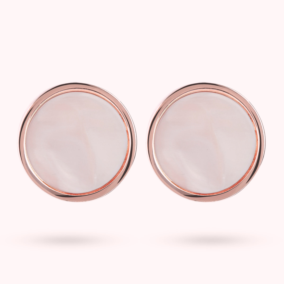 Orecchini a Bottone con Disco Piccolo in Pietra Naturale di Madreperla Rosa