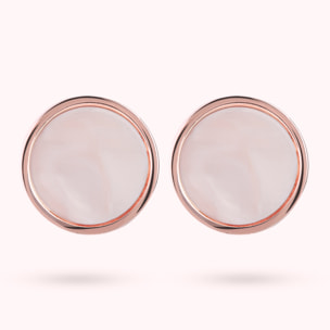 Orecchini a Bottone con Disco Piccolo in Pietra Naturale di Madreperla Rosa