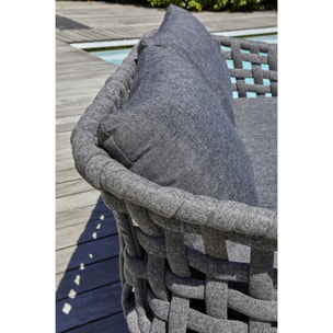 CAMARGUE - Salon de jardin 4 places en corde tissée et aluminium