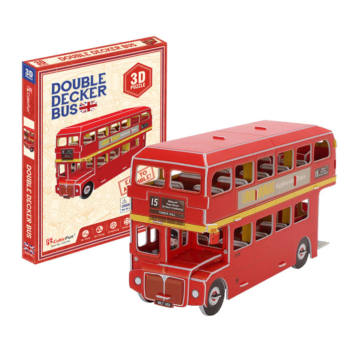 Puzzle 3D bus doble piso Londres 19,7x6,1x10x8 cm.