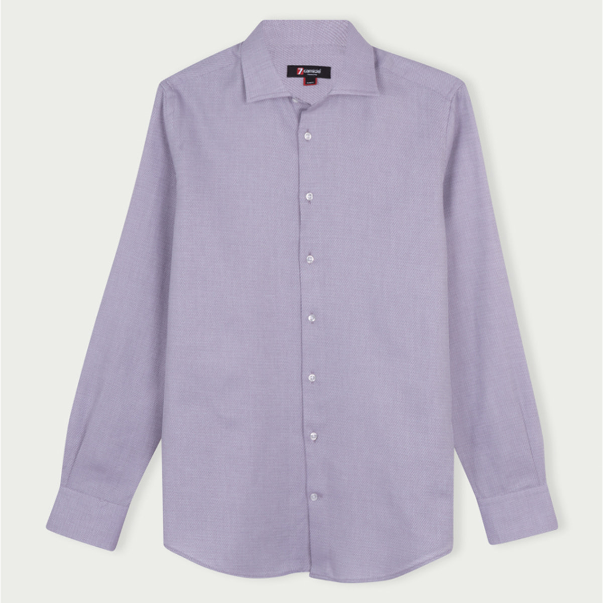 Camicia Uomo 1 Bottone Francese Slim Cotone Unito Grigio Medio