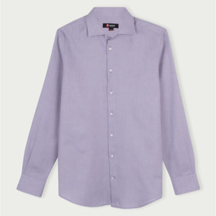 Camicia Uomo 1 Bottone Francese Slim Cotone Unito Grigio Medio