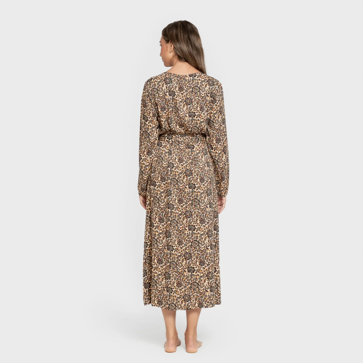 Vestido midi manga larga pico viscosa Sophie