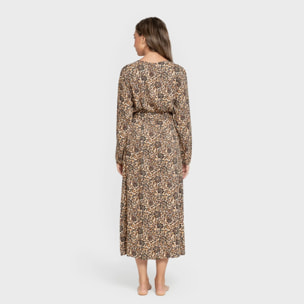 Vestido midi manga larga pico viscosa Sophie