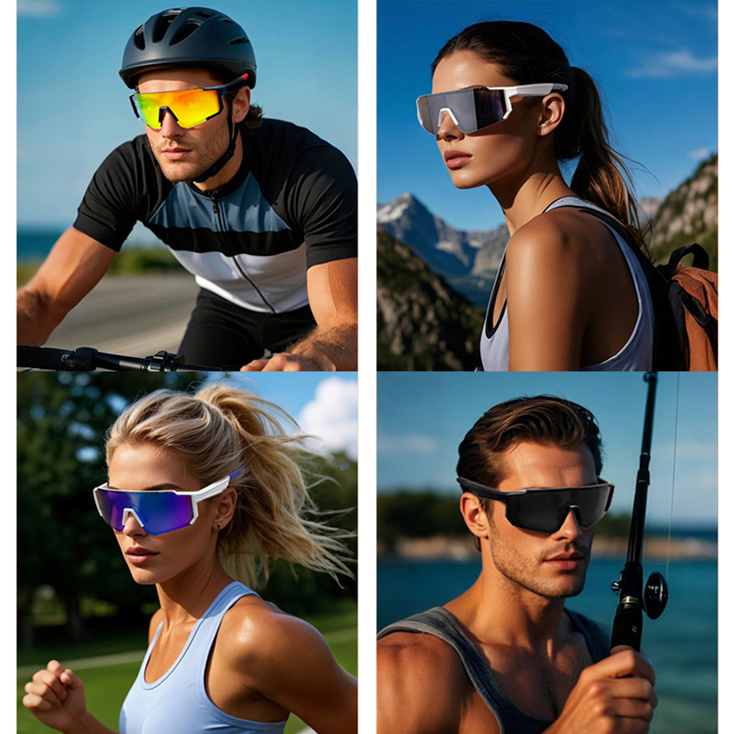 Occhiali sportivi intelligenti QY01, chiamata bluetooth, assistente vocale, controllo remoto della fotocamera.