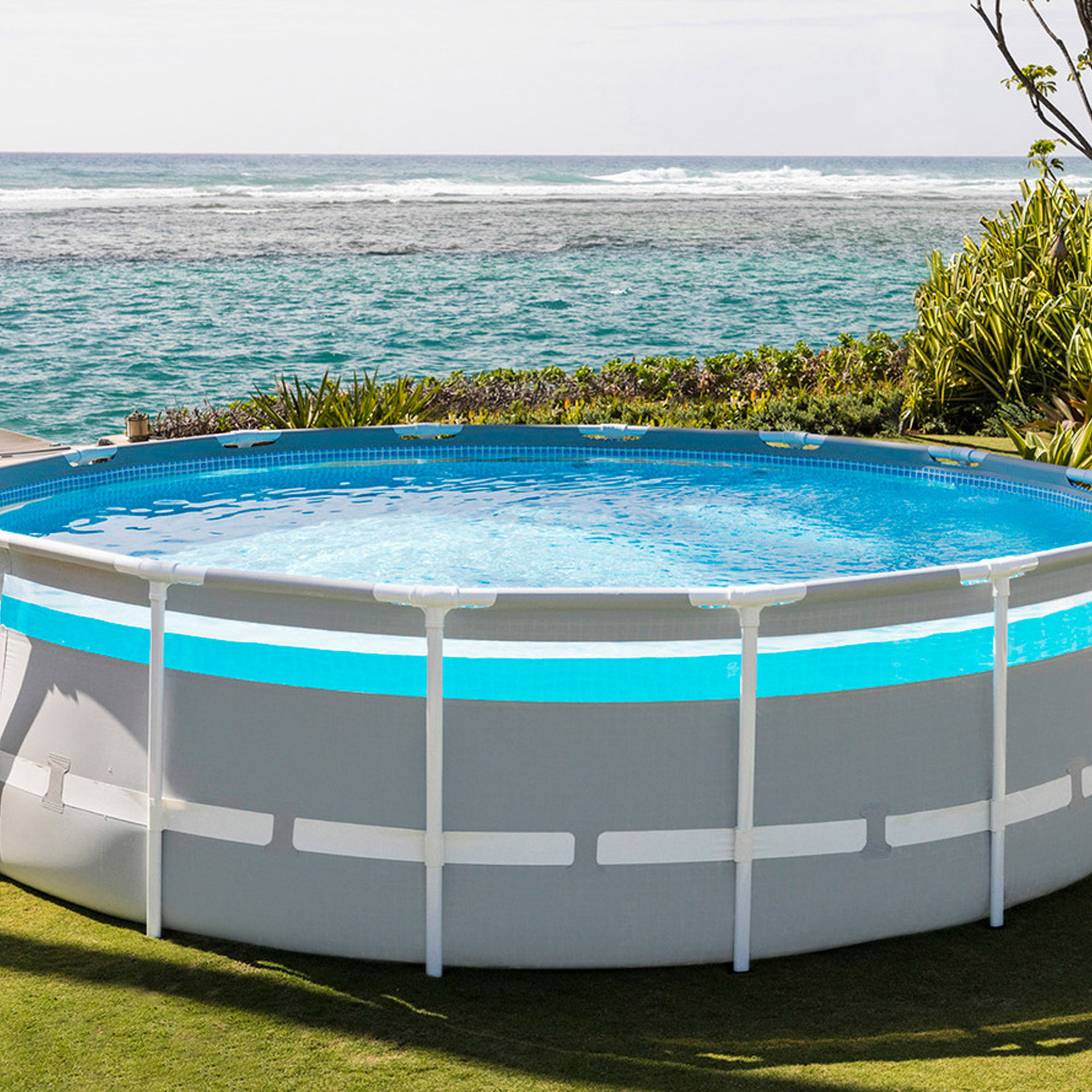 Intex Piscina Prisma Frame Clearview rotonda con Pompa Filtro, Scaletta e Teli, 488x122 cm