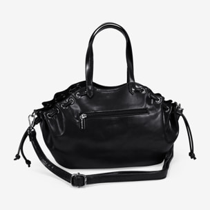 Bolso de mano negro con fruncido