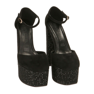 Décolleté nere in microfibra, tacco 15 cm