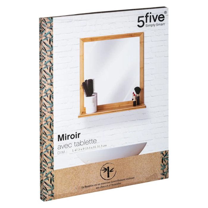 Miroir avec tablette 51x30 cm Bambou