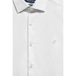 Camicia in popeline bianca con monogramma ricamato