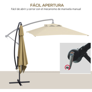 Parasol Excéntrico 294x193 cm Sombrilla de Jardín con Base Cruzada y Manivela Impermeable Protección UV Sombrilla para Terraza Patio Marrón