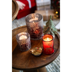 J-Line photophore - verre - rouge Noël/gris - medium - set de 2