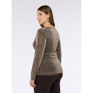 Fiorella Rubino - T-shirt in jersey con strass - Marrone