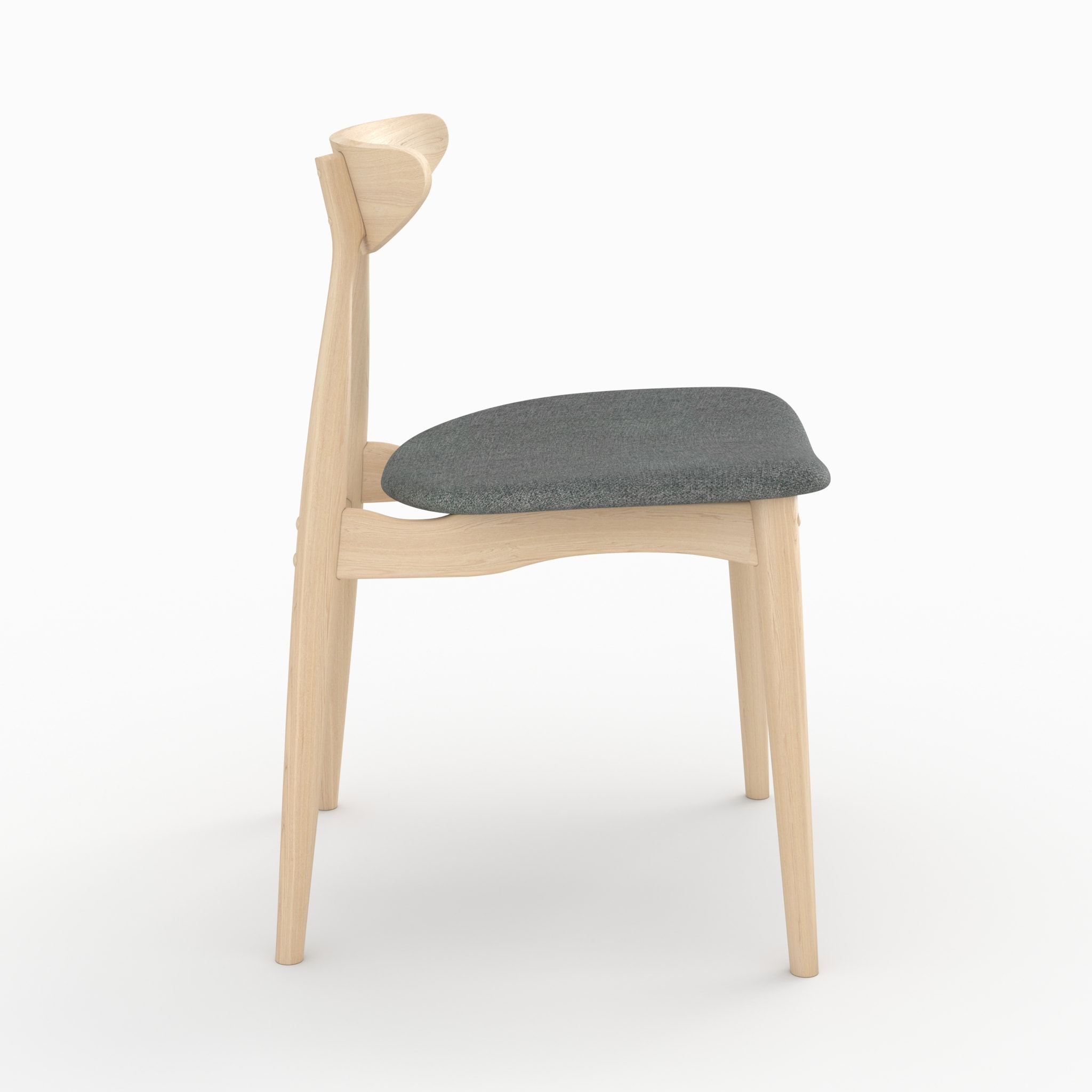 Lot de 2 chaises en tissu gris et bois d'hévéa - Josette