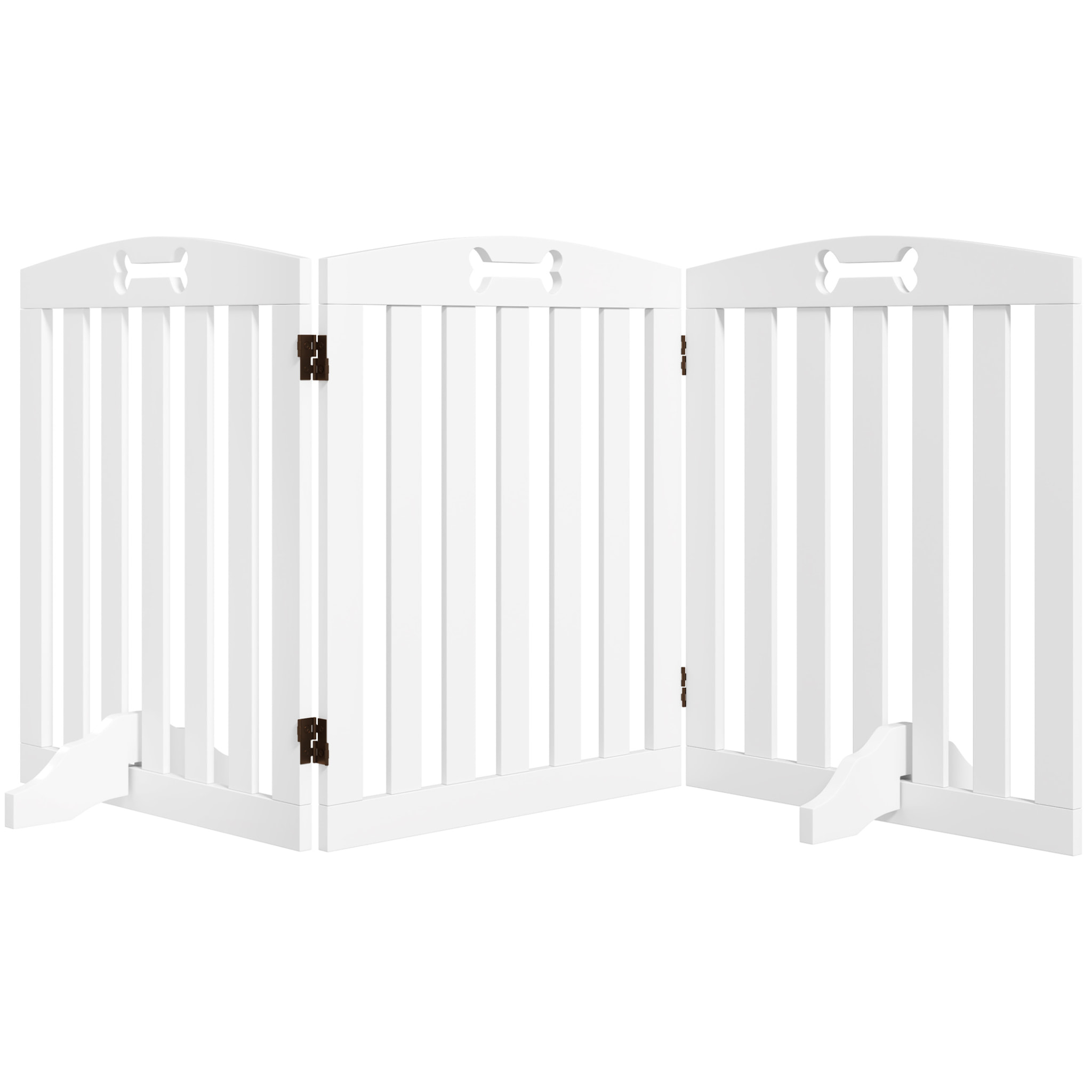Barrera de Seguridad para Perros Plegable 155 cm, Valla para Perros Pequeños y Medianos de 3 Paneles con Pies Extraíbles, Puerta de Seguridad para Mascotas, para Escalera, Pasillo, Blanco