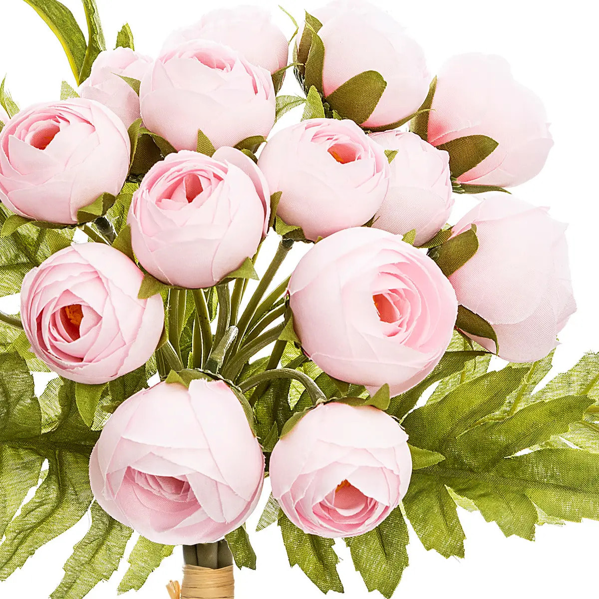 Bouquet de 18 mini camélias artificiels rose H30cm