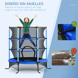 Cama Elástica Infantil Trampolín para Niños +3 Años con Superficie de Salto Ø110 cm Red de Seguridad y Cubierta Protectora para Interior Exterior Ø163x163 cm Azul