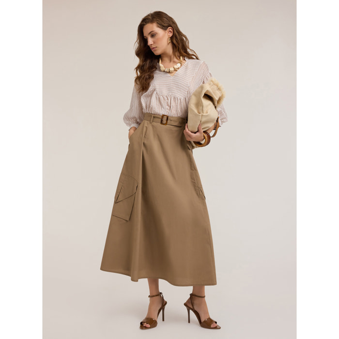 Motivi - Gonna cargo in popeline di cotone - Marrone