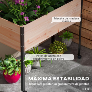 Mesa de Cultivo con Ruedas 99x42x81 cm Huerto Urbano Elevado Jardinera de Cultivo con Tela no Tejida para Cultivo Plantas Flores Verduras Natural