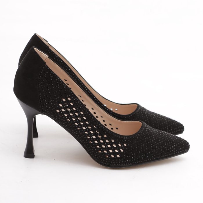 DECOLLETE' FORATA STRASS NERO