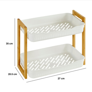 Étagère "Naturéo" en bambou blanc 27x20,5cm