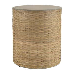 HECTOR - Table d'appoint ronde plateau en béton socle en bambou naturel