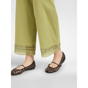 Elena Mirò - Pantalones mezcla de algodón con encaje - Verde claro