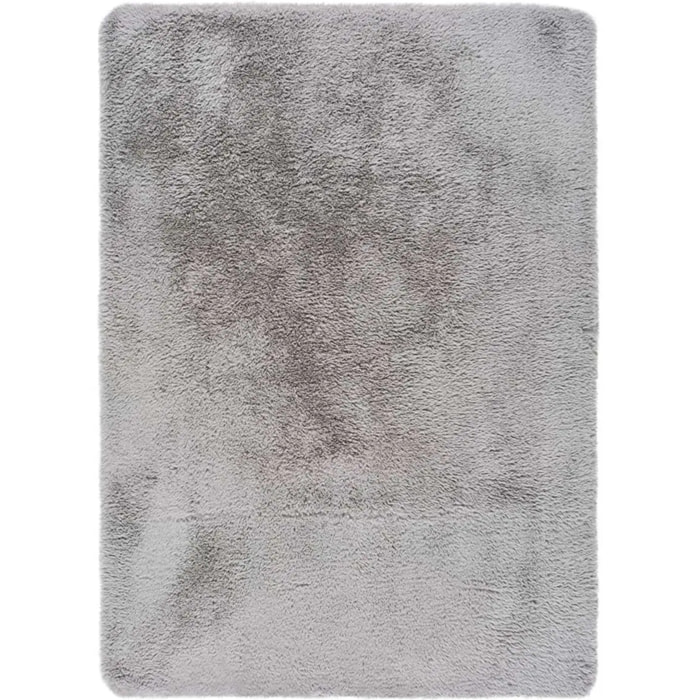 ALPACA Alfombra shaggy lisa en color plata, varias medidas disponibles