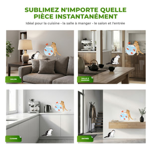 Stickers Muraux décoration adhésifs Chat et poissons