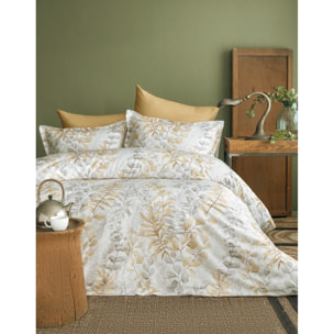 Housse de couette + taie(s) oreiller satin de coton "Occale beige"