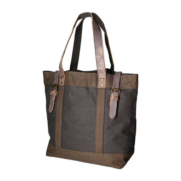 Borsa a mano unisex Maura in Canvas e pelle Borsa Fashion 38x37x16 cm