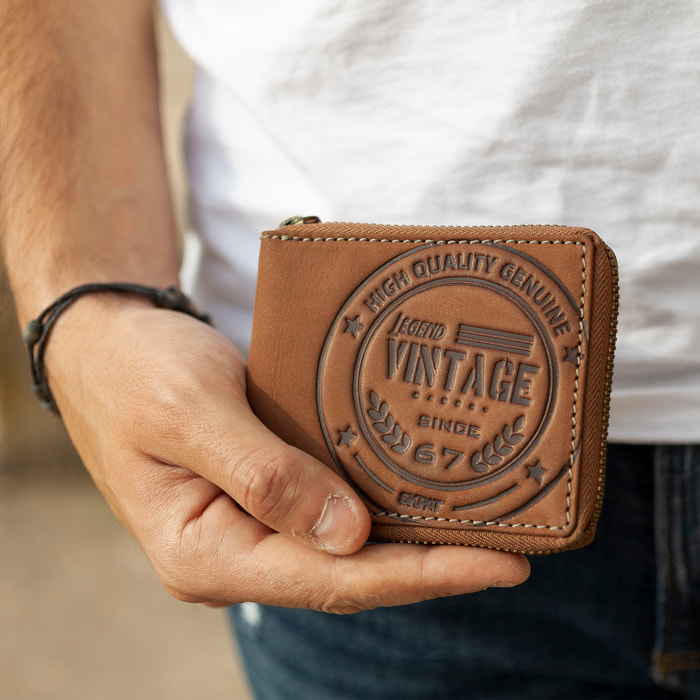 Cartera Hombre Piel Skpat Vintage Marron