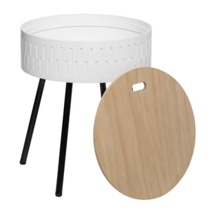 Table d'appoint coffre "Shiro" blanc D39cm