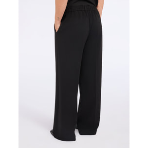 Fiorella Rubino - Pantalones wide leg de tejido elástico - Negro