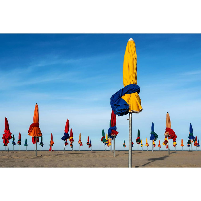 Tableau plage les parapluies de deauville  Toile imprimée