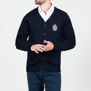 Cardigan finezza 7 con applicazione alloro lato cuore