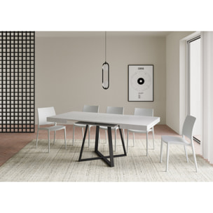 Table extensible 90x90/194 cm Abbraccio frêne blanc pieds anthracite