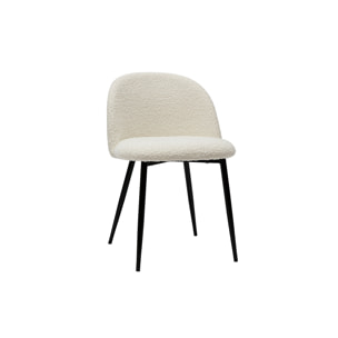 Chaises en tissu effet laine bouclée blanc cassé et métal noir (lot de 2) CELESTE