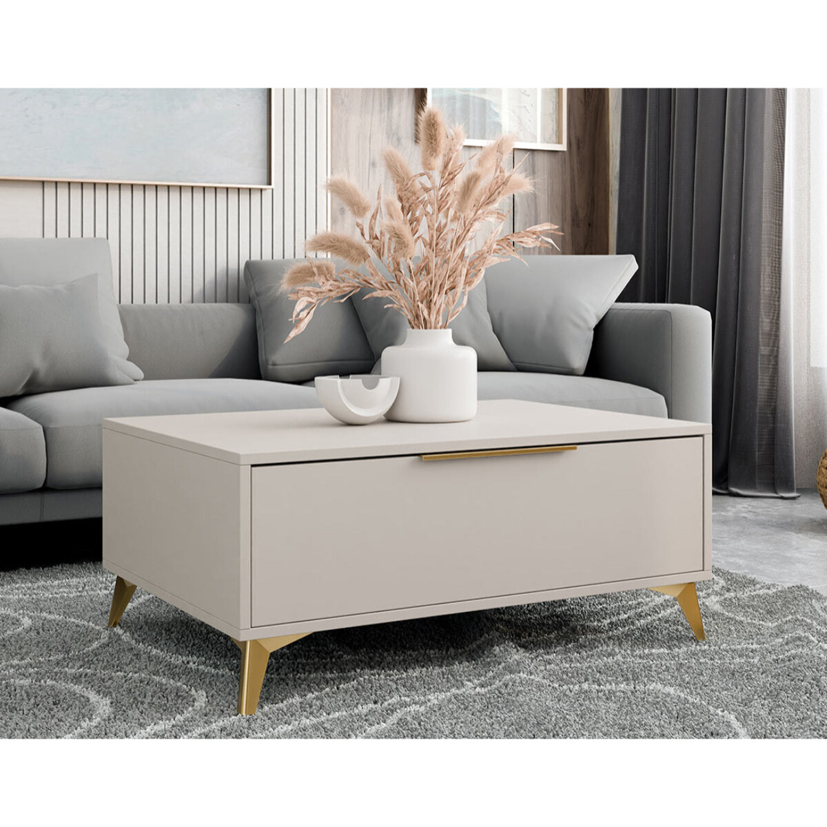 Boccioni - table basse - beige - 1 tiroir - 104 cm - Beige