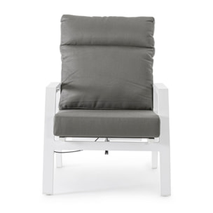Set 2 poltrone reclinabili da giardino OVIEDO con cuscini grigi e struttura in alluminio bianco