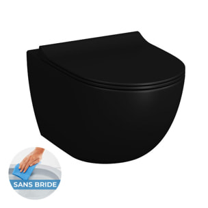 WC suspendu sans bride SAT Infinitio avec abattant softclose, Noir mat