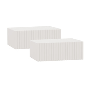 Pack de 2 tables de chevet flottantes en bois massif ton blanc de 40cm Hauteur: 15 Longueur: 40 Largeur: 25.5