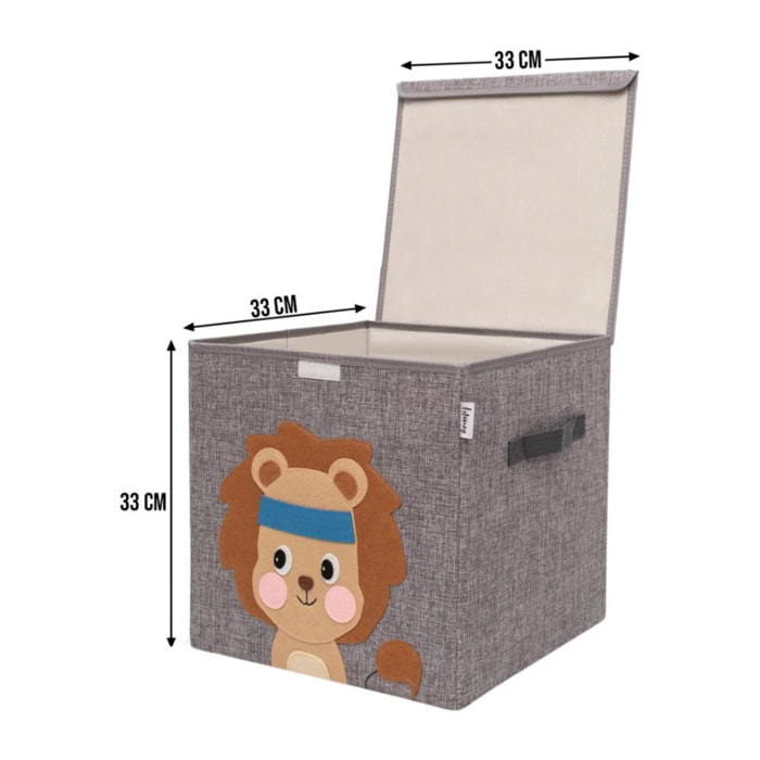 Boîte de rangement en tissu pour enfant "lion" avec couvercle, compatible Ikea Kallax Lifeney