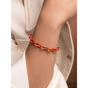 Pulsera Link Tropical Acero Baño Oro