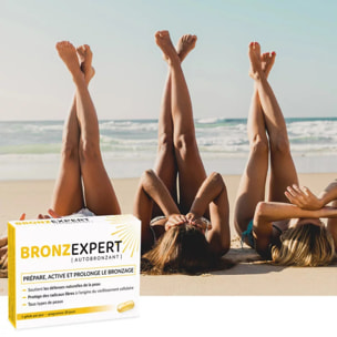 Nutriexpert - BRONZ EXPERT AUTOBRONZANT - Active et prolonge le bronzage - Soutient les défenses naturelles de la peau - Protège votre peau des radicaux libres à l'origine du vieillissement cellulaire