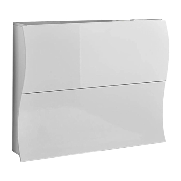 Scarpiera Ape, Mobile multiuso a 2 ante a ribalta, Portascarpe da ingresso, 100% Made in Italy, cm 101x27h82, Bianco lucido