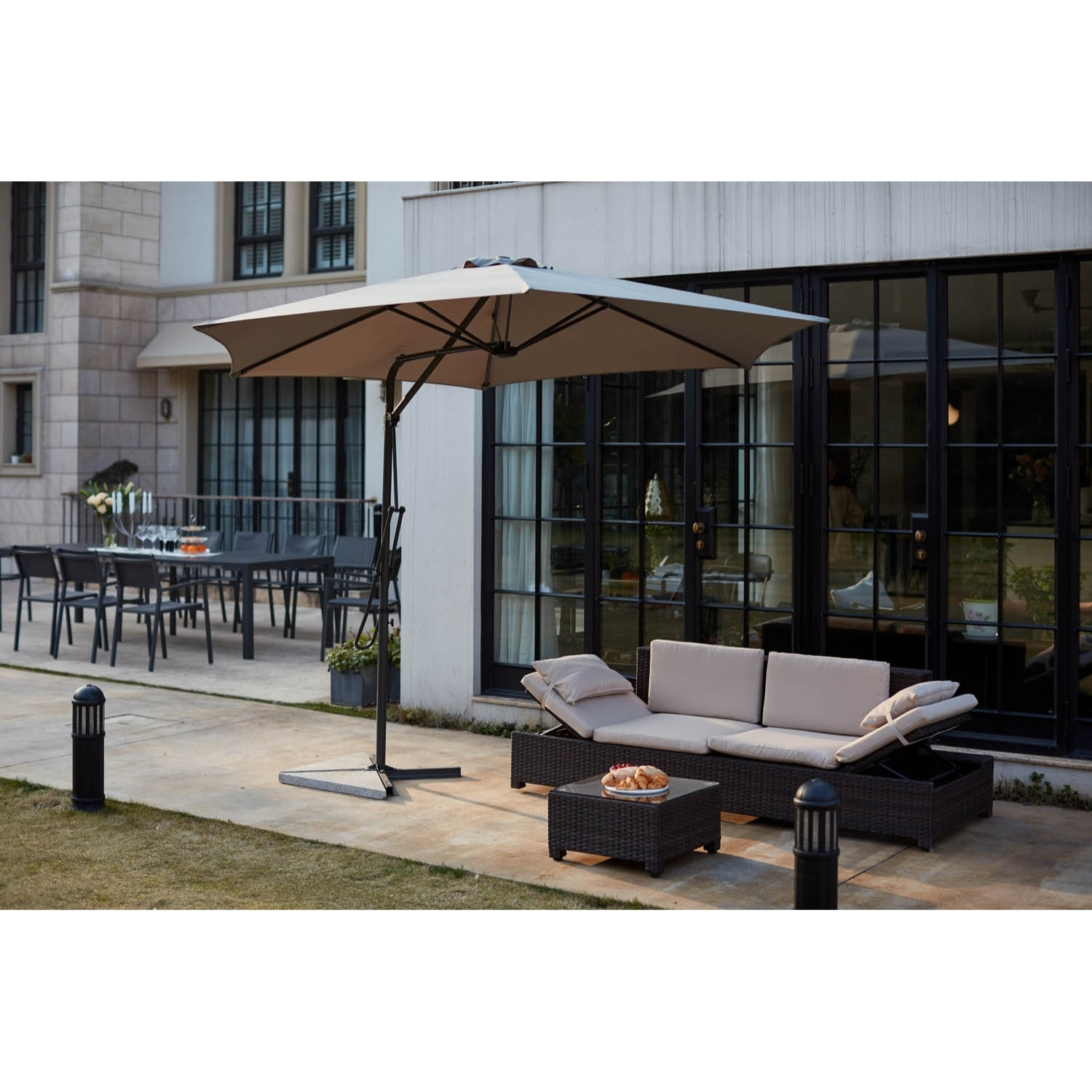 Parasol déporté avec ouverture innovante Ø 3 m gris OITIS