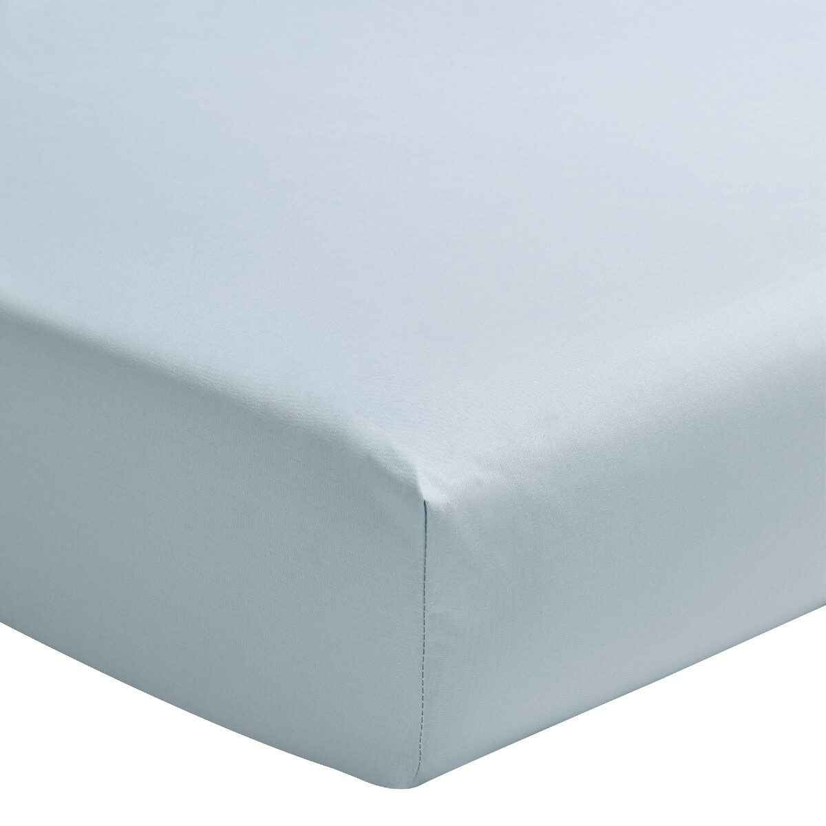 Drap housse uni en percale de coton, bonnet de 30cm, PREMIÈRE, Bleu Glacier